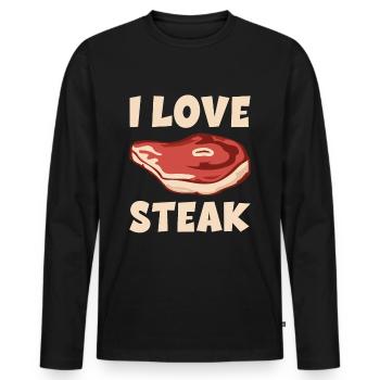 Ich liebe Steak Grillsaison BBQ Grillmeister - Männer Premium Bio Langarmshirt - Schwarz - Vorne - Nico (187cm)