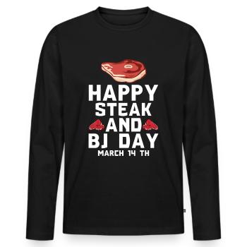 Frohen Steak und Blowjob Tag Männertraum - Männer Premium Bio Langarmshirt - Schwarz - Vorne - Nico (187cm)