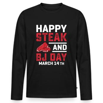 Frohen Steak und Blowjob Tag Männertraum - Männer Premium Bio Langarmshirt - Schwarz - Vorne - Nico (187cm)