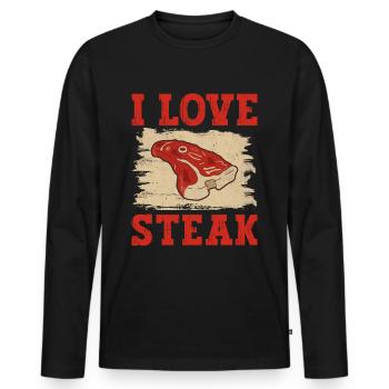 J’adore le grill de saison steak BBQ grill master - T-shirt manches longues Premium bio Homme - noir - Devant - Nico (187cm)