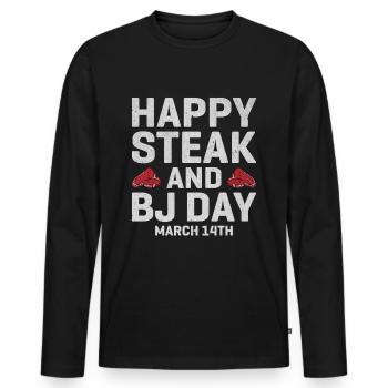 D’abord le steak, puis les bulles, le jour parfait, le rêve de l’homme - T-shirt manches longues Premium bio Homme - noir - Devant - Nico (187cm)