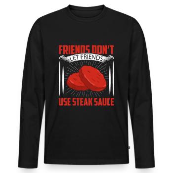 Seak Rindfleisch Grillen BBQ Steaksauce - Männer Premium Bio Langarmshirt - Schwarz - Vorne - Nico (187cm)
