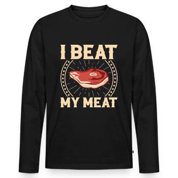 Steak Grillmeister BBQ Légumes Bœuf - T-shirt manches longues Premium bio Homme - noir - Devant - Nico (187cm)