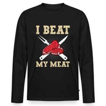 Steak Grillmeister BBQ Gemüse Rindfleisch - Männer Premium Bio Langarmshirt - Schwarz - Vorne - Nico (187cm)
