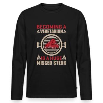 Steak Vegan Friend Grillmeister BBQ - T-shirt manches longues Premium bio Homme - noir - Devant - Nico (187cm)