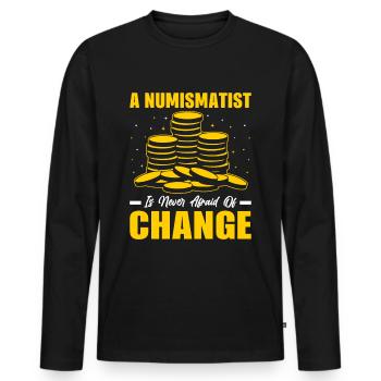 Coin Collecting Coin Coin Collector Hobby - Men's Premium Organic Long Sleeve Shirt - black - Front - Nico (187cm)