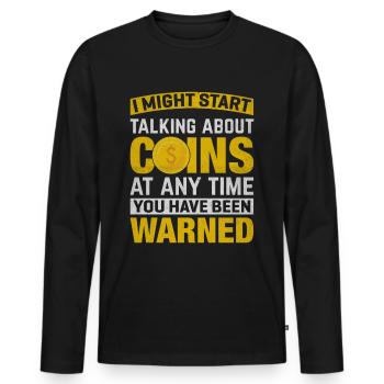 Coins Coin Collector Commemorative Coin Album - Men's Premium Organic Long Sleeve Shirt - black - Front - Nico (187cm)