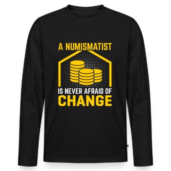 Coin Coin Collector Numismatist Collecting - Men's Premium Organic Long Sleeve Shirt - black - Front - Nico (187cm)