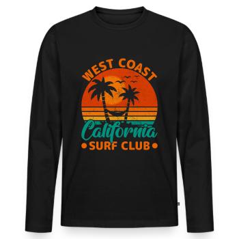 Côte Ouest Californie Surf Beach Palm Trees États-Unis - T-shirt manches longues Premium bio Homme - noir - Devant - Nico (187cm)