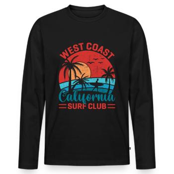 Côte Ouest Californie Surf Beach Palm Trees États-Unis - T-shirt manches longues Premium bio Homme - noir - Devant - Nico (187cm)