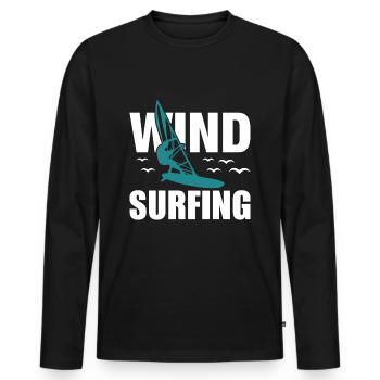 Planche à voile, surf, sports nautiques, surfeurs - T-shirt manches longues Premium bio Homme - noir - Devant - Nico (187cm)