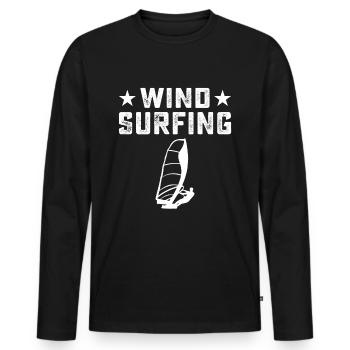 Planche à voile, surf, sports nautiques, surfeurs - T-shirt manches longues Premium bio Homme - noir - Devant - Nico (187cm)