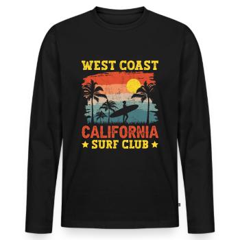 Surf Club Californie West Coast Beach Palmiers - T-shirt manches longues Premium bio Homme - noir - Devant - Nico (187cm)