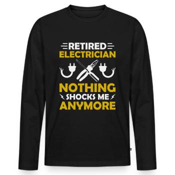 Électricien Électricien Électricien- Rien ne me choque du tout ! - T-shirt manches longues Premium bio Homme - noir - Devant - Nico (187cm)