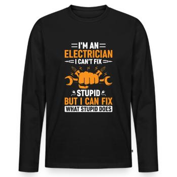 Electrician Electrical Engineer Master Electrician - Men's Premium Organic Long Sleeve Shirt - black - Front - Nico (187cm)