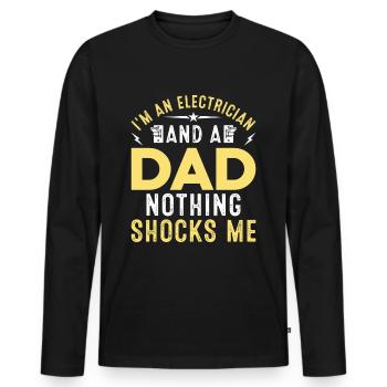 Electrician Shirt Profession Dad Electrical Engineering - Men's Premium Organic Long Sleeve Shirt - black - Front - Nico (187cm)