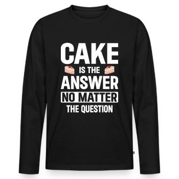 Le gâteau est la réponse, quelle que soit la question - T-shirt manches longues Premium bio Homme - noir - Devant - Nico (187cm)