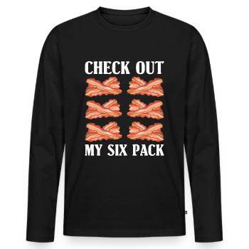Bacon Sixpack Bacon Belly Meat Enjoyment - Men's Premium Organic Long Sleeve Shirt - black - Front - Nico (187cm)