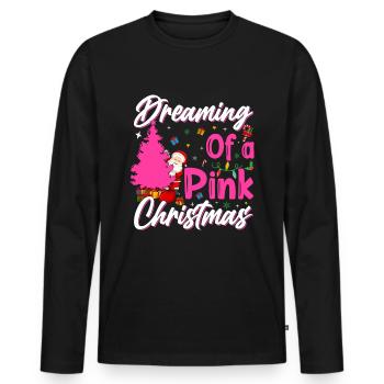 Christmas in Pink Pink Christmas Tree Santa - Men's Premium Organic Long Sleeve Shirt - black - Front - Nico (187cm)