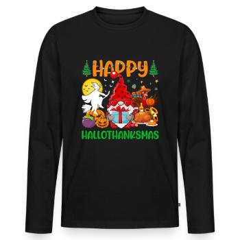 Halloween Kürbis Thanksgiving Weihnachten Santa - Männer Premium Bio Langarmshirt - Schwarz - Vorne - Nico (187cm)