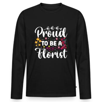 Florist Floral Arrangement Bouquet - Men's Premium Organic Long Sleeve Shirt - black - Front - Nico (187cm)