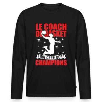 Le Coach De Basket Qui Crée Des Champions - T-shirt manches longues Premium bio Homme - noir - Devant - Nico (187cm)