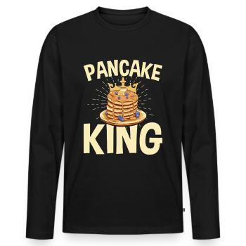 Chef du petit-déjeuner du roi des crêpes - T-shirt manches longues Premium bio Homme - noir - Devant - Nico (187cm)