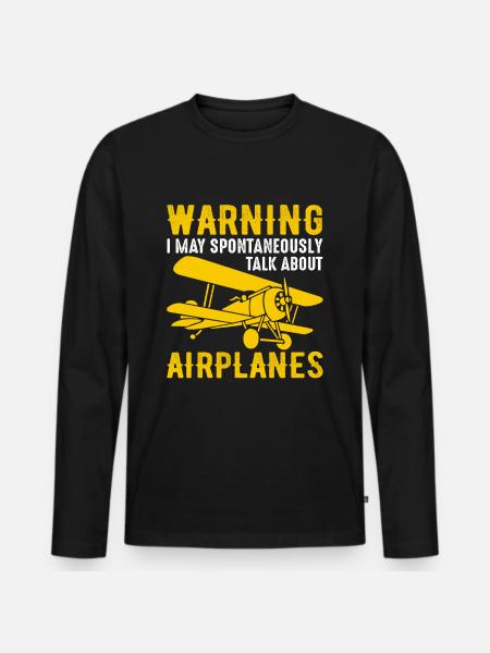 Airplane Pilot Glider - Men's Premium Organic Long Sleeve Shirt - black