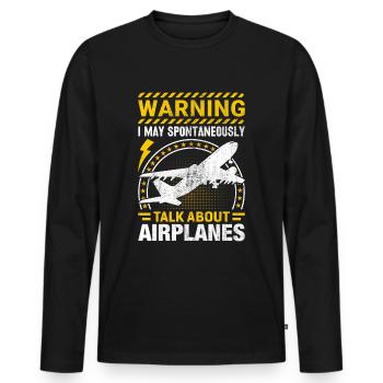 pilote, copilote, avion, planeurs, vol - T-shirt manches longues Premium bio Homme - noir - Devant - Nico (187cm)