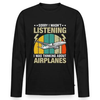 Airplanes, Pilot, Flying, Glider - Men's Premium Organic Long Sleeve Shirt - black - Front - Nico (187cm)