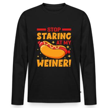 Hotdog Starr nicht auf mein Wiener Würstchen - Männer Premium Bio Langarmshirt - Schwarz - Vorne - Nico (187cm)