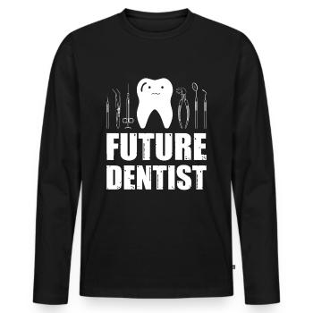 Étudiante Zahnarzt Zahnmedizin Zahnärztin Dentiste - T-shirt manches longues Premium bio Homme - noir - Devant - Nico (187cm)