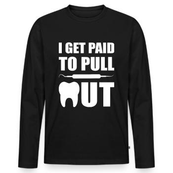 Dentiste Dentiste Dentiste Dents - T-shirt manches longues Premium bio Homme - noir - Devant - Nico (187cm)