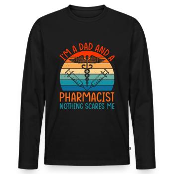 Apotheker und Vater, nichts macht mir Angst! - Männer Premium Bio Langarmshirt - Schwarz - Vorne - Nico (187cm)