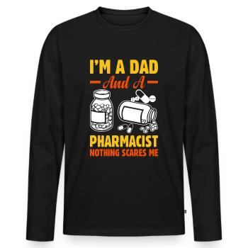 Apotheker und Vater, nichts macht mir Angst! - Männer Premium Bio Langarmshirt - Schwarz - Vorne - Nico (187cm)