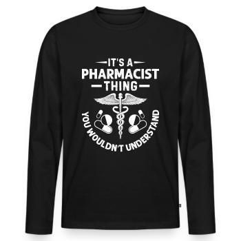 Pharmacist Pharmacy Pharmacist Medicine - Men's Premium Organic Long Sleeve Shirt - black - Front - Nico (187cm)