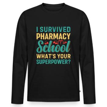 Pharmacien Pharmacien Formation Pharmacien Médicaments Pilules - T-shirt manches longues Premium bio Homme - noir - Devant - Nico (187cm)