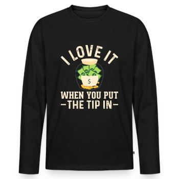 Gratuities Gratuities Tip Tip Waiter Service - Men's Premium Organic Long Sleeve Shirt - black - Front - Nico (187cm)