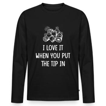 Gratuities Tip Tip Jar Waitress Waiter - Men's Premium Organic Long Sleeve Shirt - black - Front - Nico (187cm)