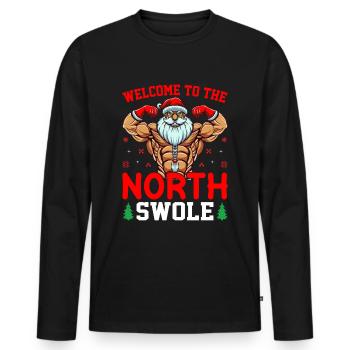 Santa Noth Swole Liftmas Bodybuilding Christmas - Men's Premium Organic Long Sleeve Shirt - black - Front - Nico (187cm)