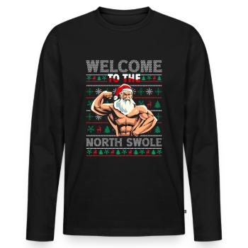 Santa North Swole Liftmas Bodybuilding Christmas - Men's Premium Organic Long Sleeve Shirt - black - Front - Nico (187cm)