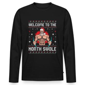 Santa Liftmas Bodybuilder Weight Training Christmas - Men's Premium Organic Long Sleeve Shirt - black - Front - Nico (187cm)