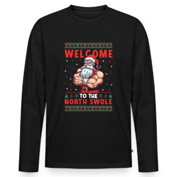 Père Noël Liftmas Fitness Bodybuilder Gym Workout - T-shirt manches longues Premium bio Homme - noir - Devant - Nico (187cm)