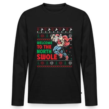 Père Noël Liftmas Fitness Bodybuilder Gym Workout - T-shirt manches longues Premium bio Homme - noir - Devant - Nico (187cm)