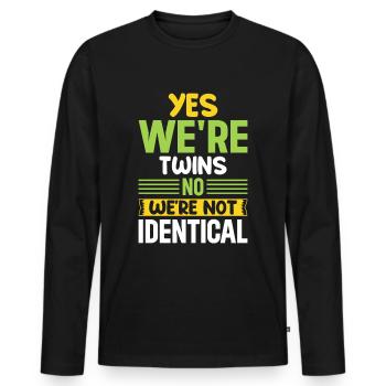 Oui nous sommes jumeaux, non nous ne sommes pas identiques - T-shirt manches longues Premium bio Homme - noir - Devant - Nico (187cm)