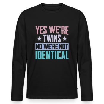 Oui, nous sommes jumeaux, non, nous ne sommes pas identiques - T-shirt manches longues Premium bio Homme - noir - Devant - Nico (187cm)