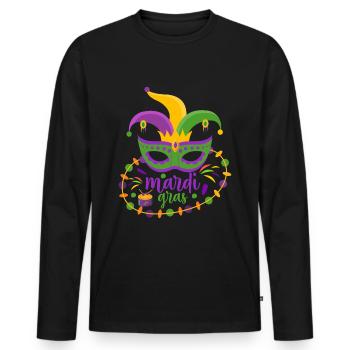 Mardi Gras Festival Carnaval Carnaval Dress Up - T-shirt manches longues Premium bio Homme - noir - Devant - Nico (187cm)