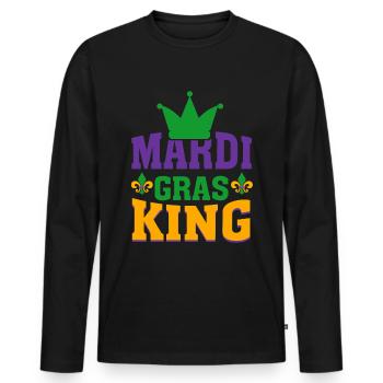 Mardi Gras King King Carnival Carnival Fest Célébration - T-shirt manches longues Premium bio Homme - noir - Devant - Nico (187cm)