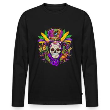 Fête du Mardi Gras Carnaval Carnaval - T-shirt manches longues Premium bio Homme - noir - Devant - Nico (187cm)