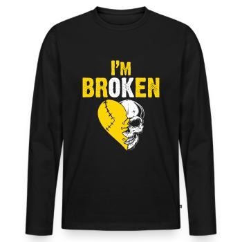 Je suis BrOKen Skull Heart Quad Biker - T-shirt manches longues Premium bio Homme - noir - Devant - Nico (187cm)